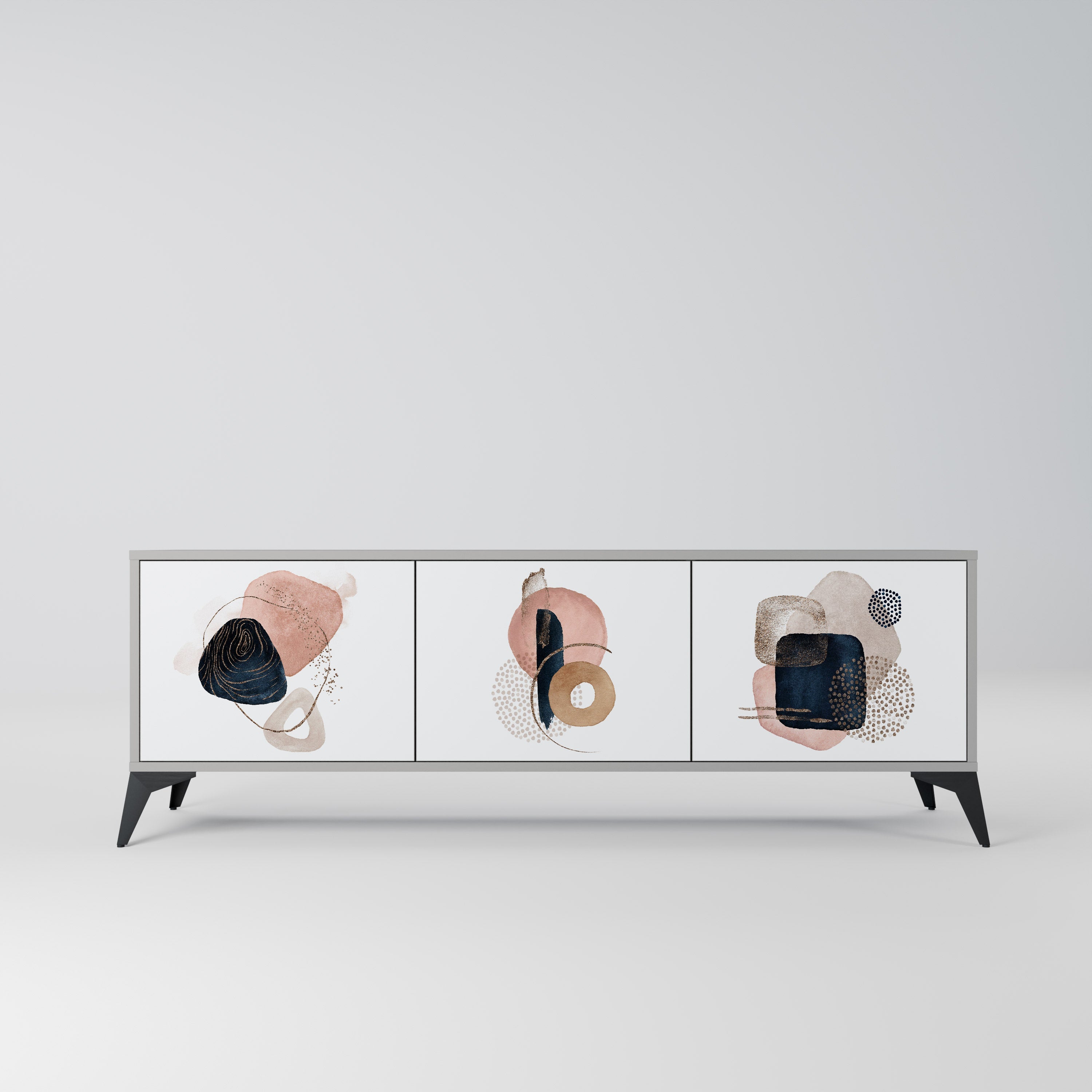 COLORFUL SHAPES Móvel de TV com 3 Portas em Acabamento Cinzento