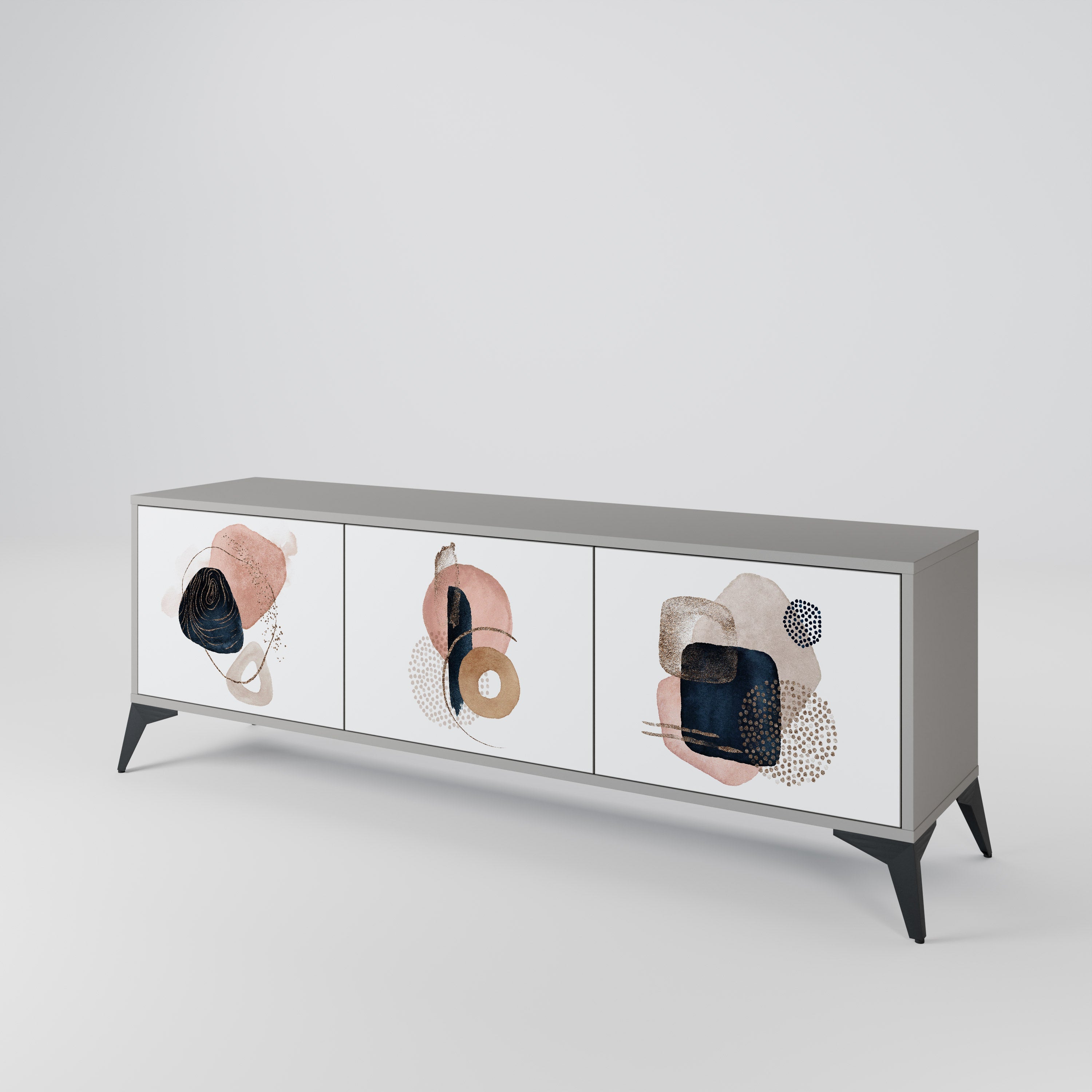 COLORFUL SHAPES Móvel de TV com 3 Portas em Acabamento Cinzento