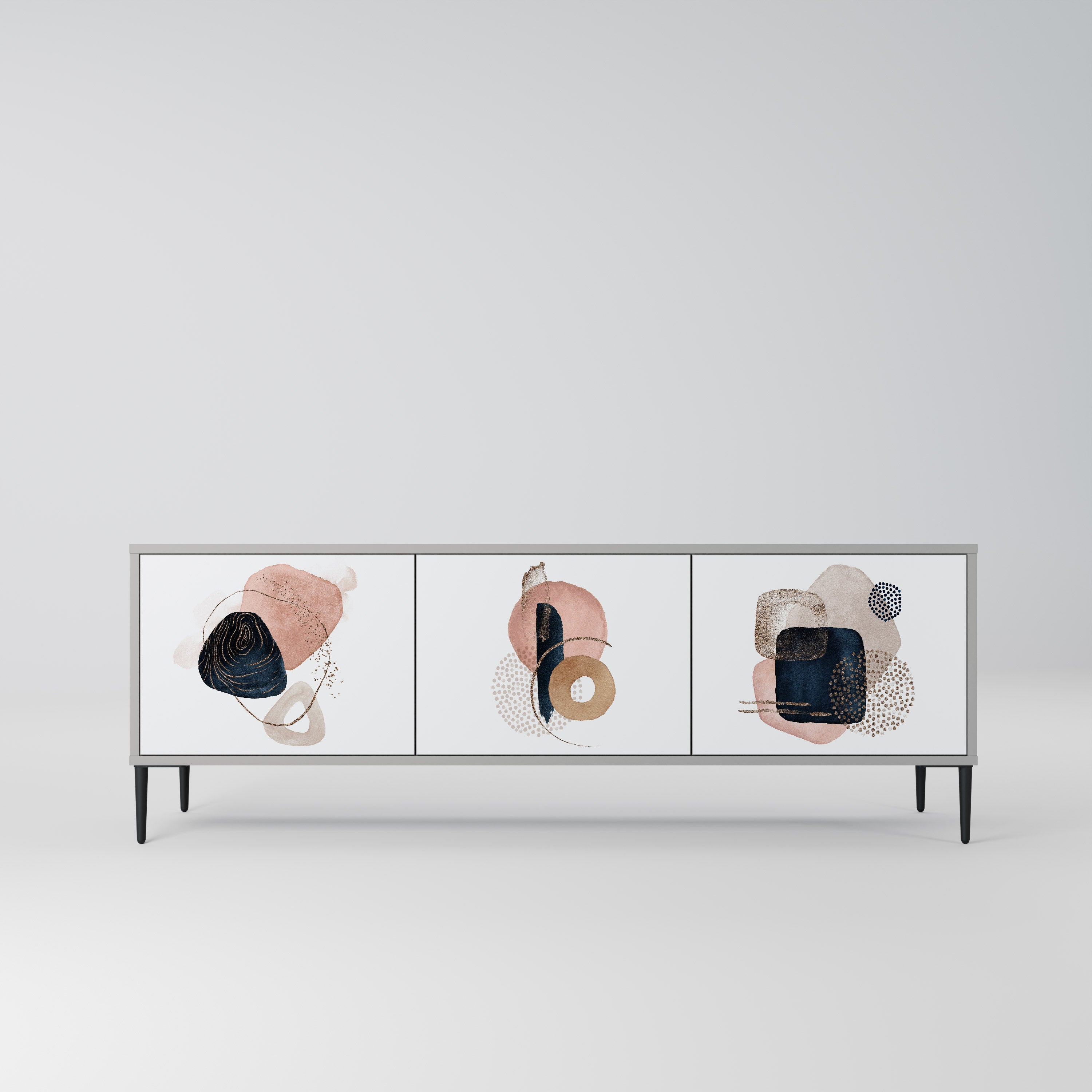 COLORFUL SHAPES Móvel de TV com 3 Portas em Acabamento Cinzento