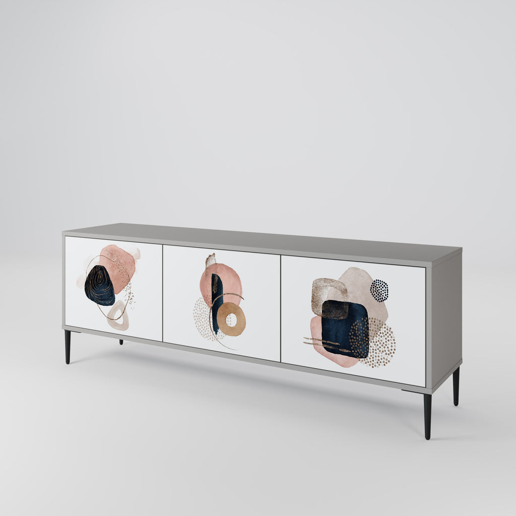 COLORFUL SHAPES Móvel de TV com 3 Portas em Acabamento Cinzento
