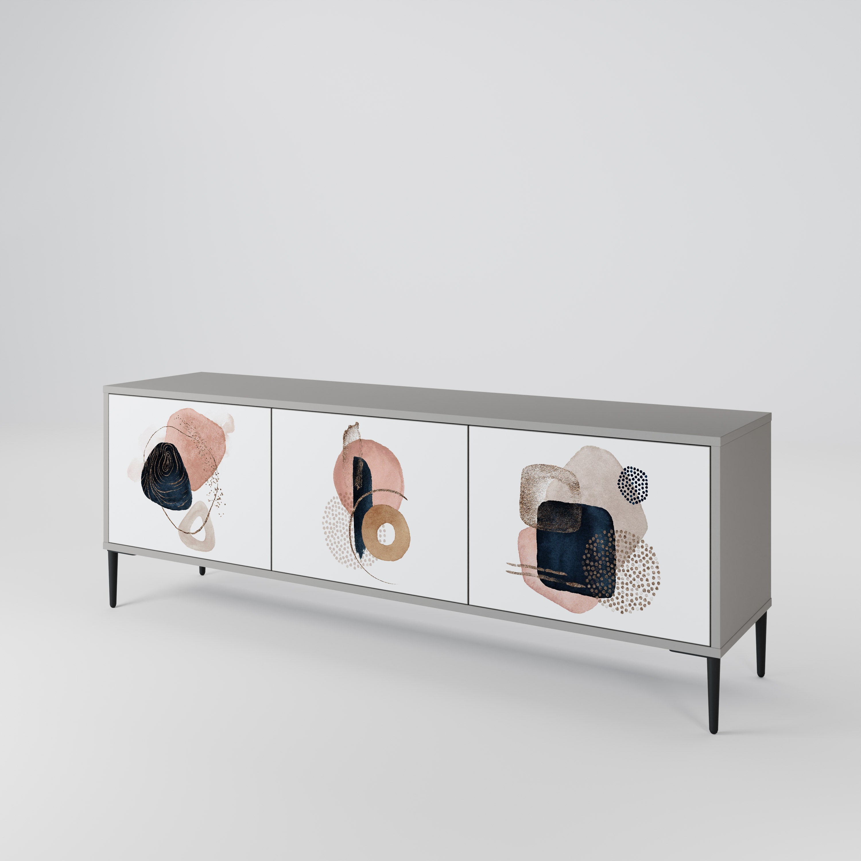 COLORFUL SHAPES Móvel de TV com 3 Portas em Acabamento Cinzento