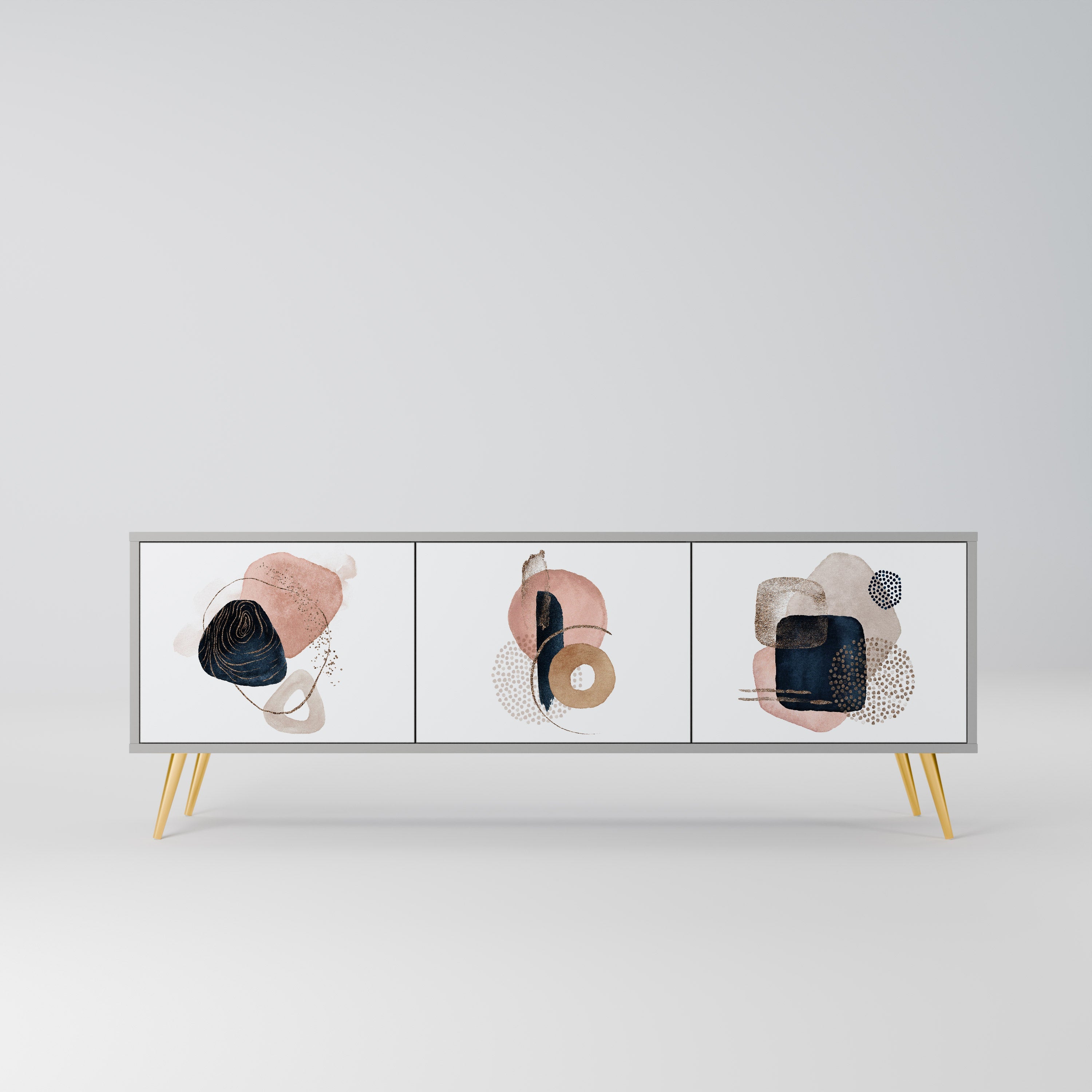 COLORFUL SHAPES Móvel de TV com 3 Portas em Acabamento Cinzento