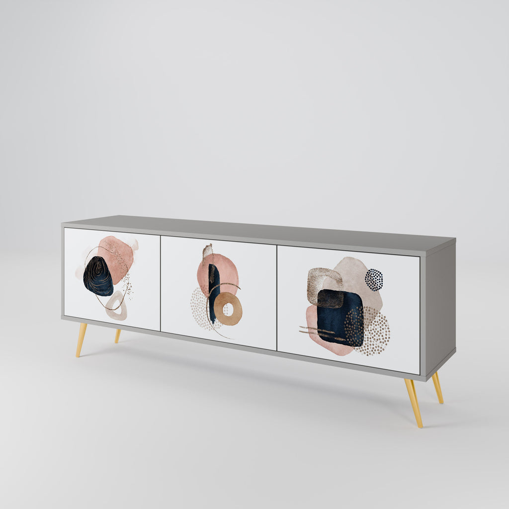 COLORFUL SHAPES Móvel de TV com 3 Portas em Acabamento Cinzento