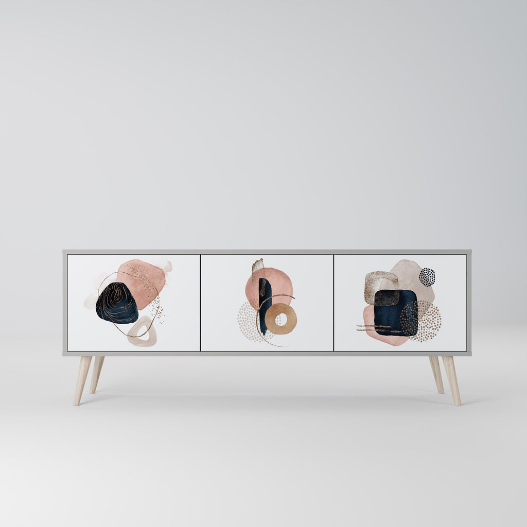 COLORFUL SHAPES Móvel de TV com 3 Portas em Acabamento Cinzento