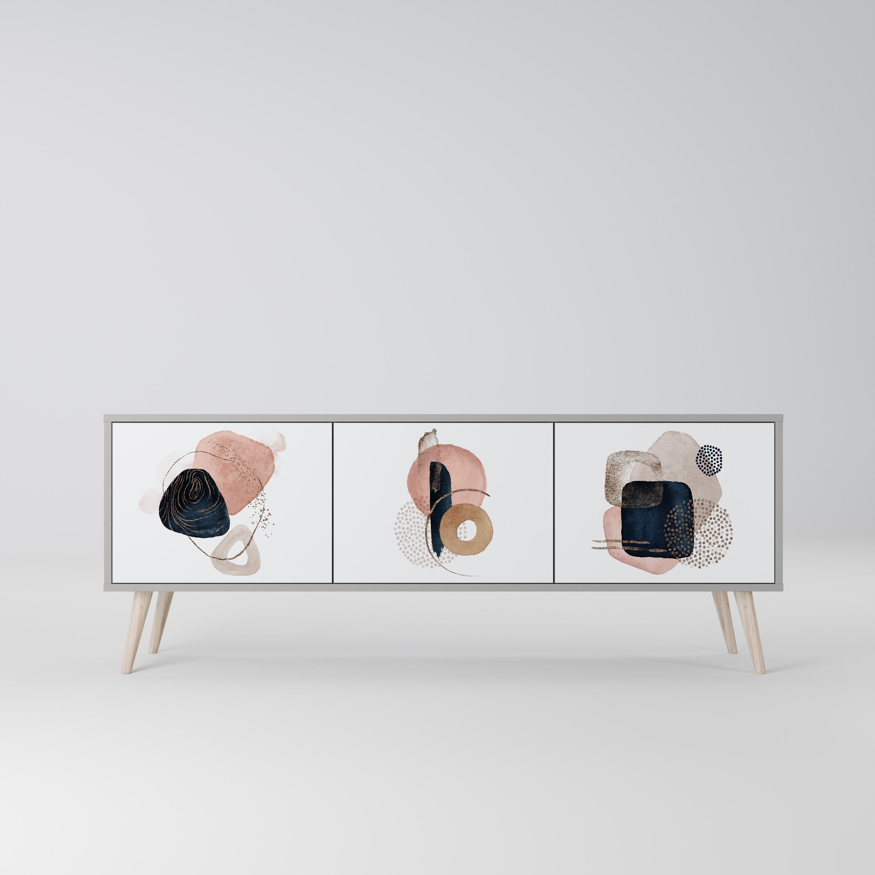 COLORFUL SHAPES Móvel de TV com 3 Portas em Acabamento Cinzento