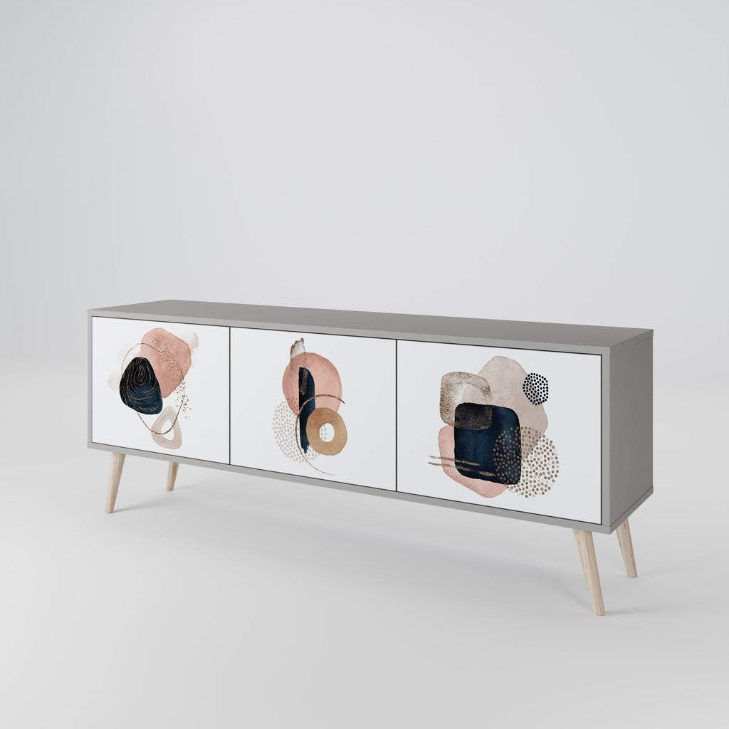 COLORFUL SHAPES Móvel de TV com 3 Portas em Acabamento Cinzento