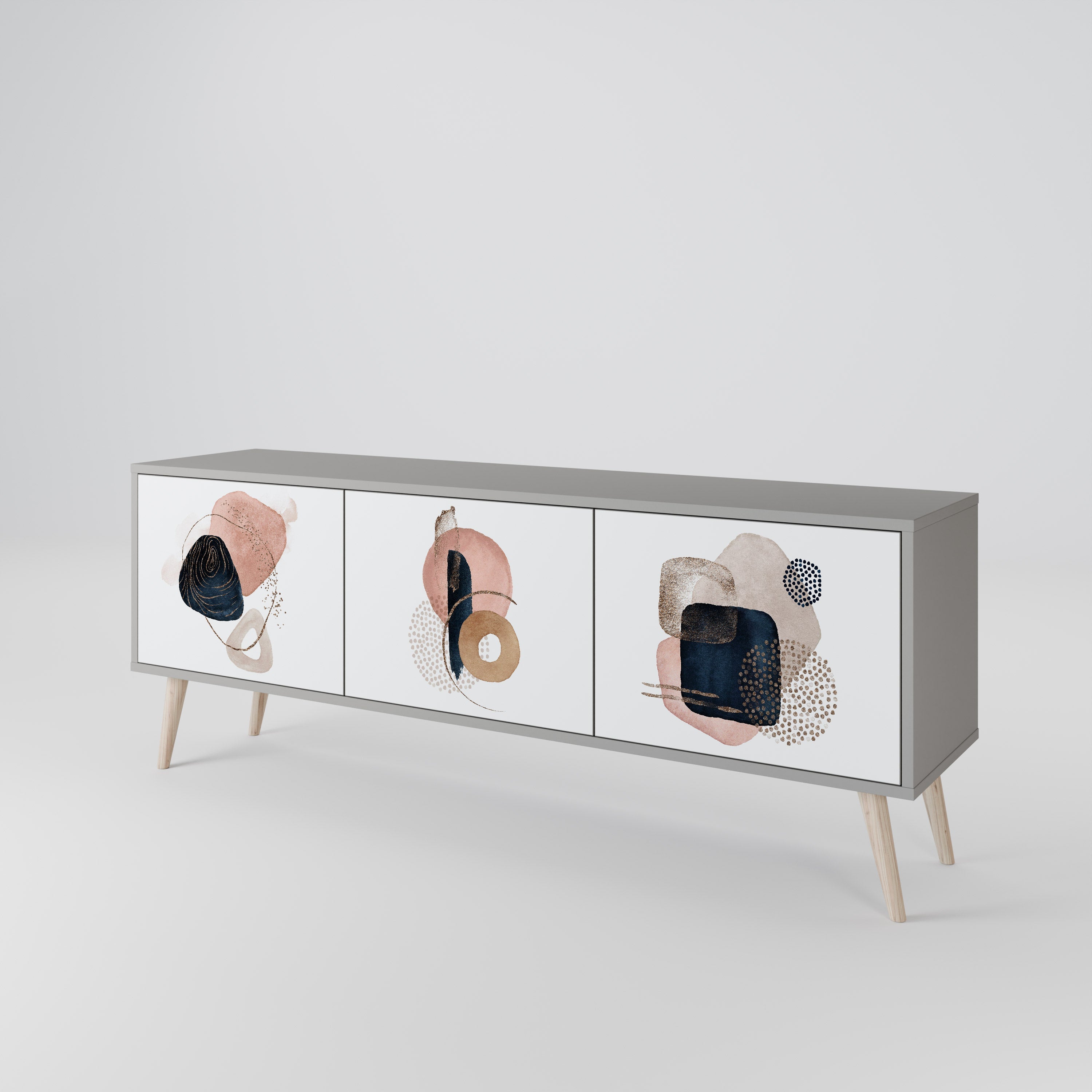 COLORFUL SHAPES Móvel de TV com 3 Portas em Acabamento Cinzento