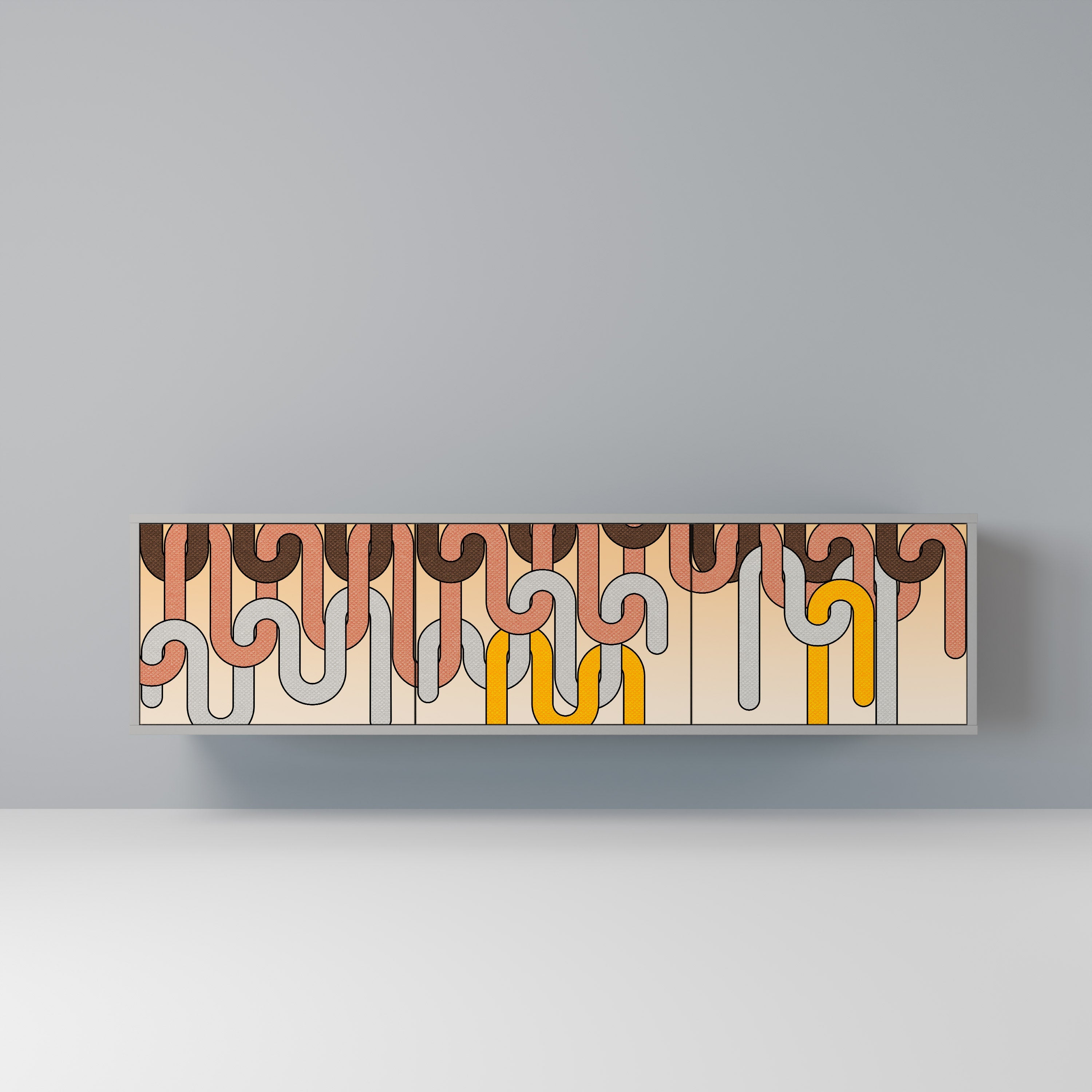 COLORFUL STRINGS Móvel de TV com 3 Portas em Acabamento Cinzento