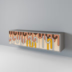 COLORFUL STRINGS Móvel de TV com 3 Portas em Acabamento Cinzento