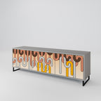 COLORFUL STRINGS Móvel de TV com 3 Portas em Acabamento Cinzento