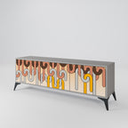 COLORFUL STRINGS Móvel de TV com 3 Portas em Acabamento Cinzento