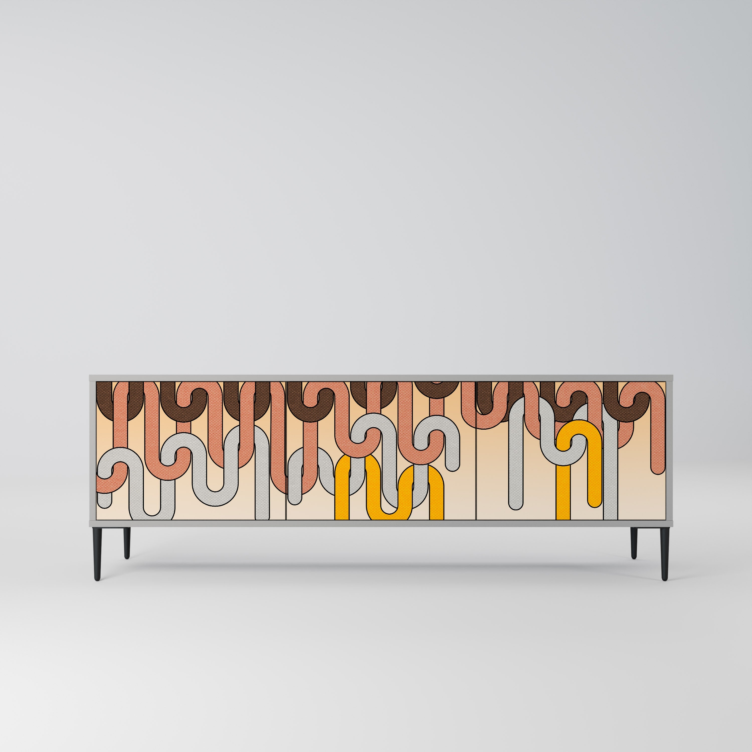 COLORFUL STRINGS Móvel de TV com 3 Portas em Acabamento Cinzento