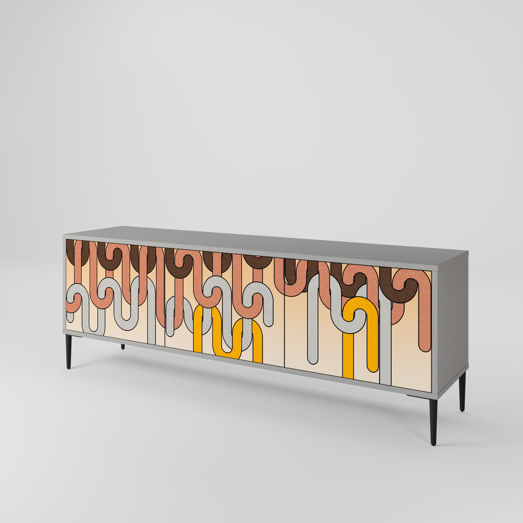 COLORFUL STRINGS Móvel de TV com 3 Portas em Acabamento Cinzento