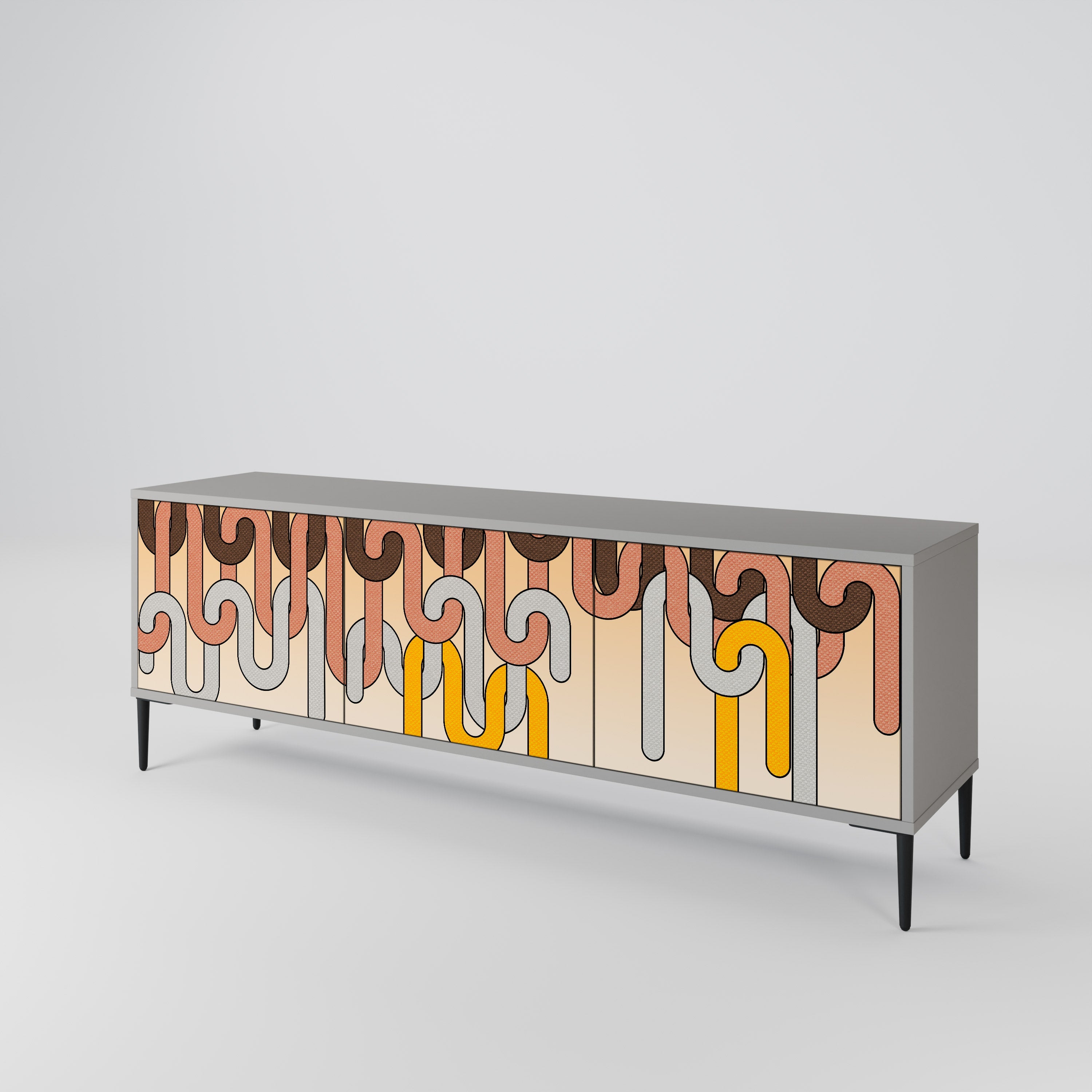 COLORFUL STRINGS Móvel de TV com 3 Portas em Acabamento Cinzento