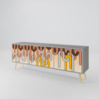 COLORFUL STRINGS Móvel de TV com 3 Portas em Acabamento Cinzento