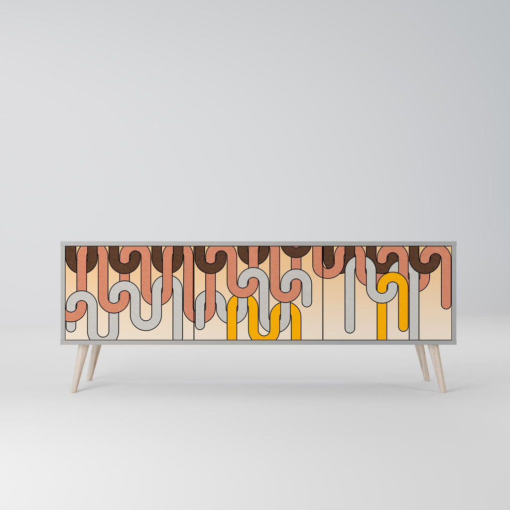 COLORFUL STRINGS Móvel de TV com 3 Portas em Acabamento Cinzento