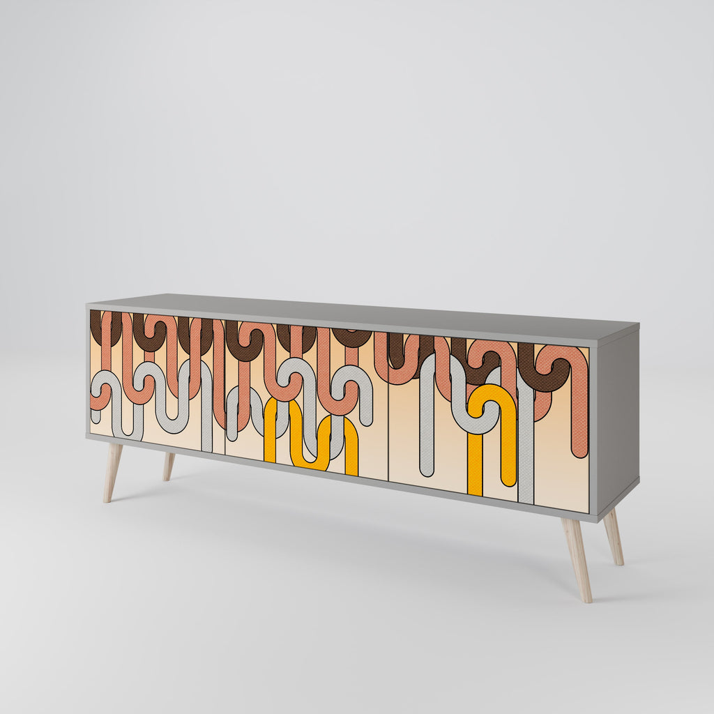 COLORFUL STRINGS Móvel de TV com 3 Portas em Acabamento Cinzento