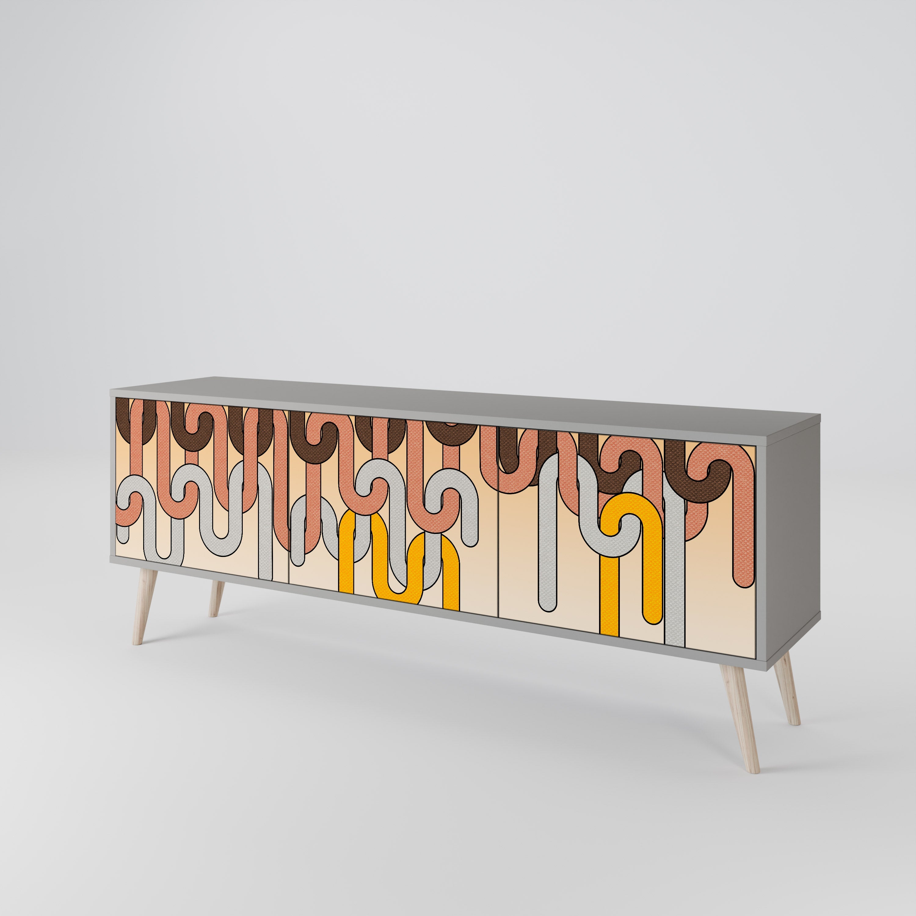 COLORFUL STRINGS Móvel de TV com 3 Portas em Acabamento Cinzento