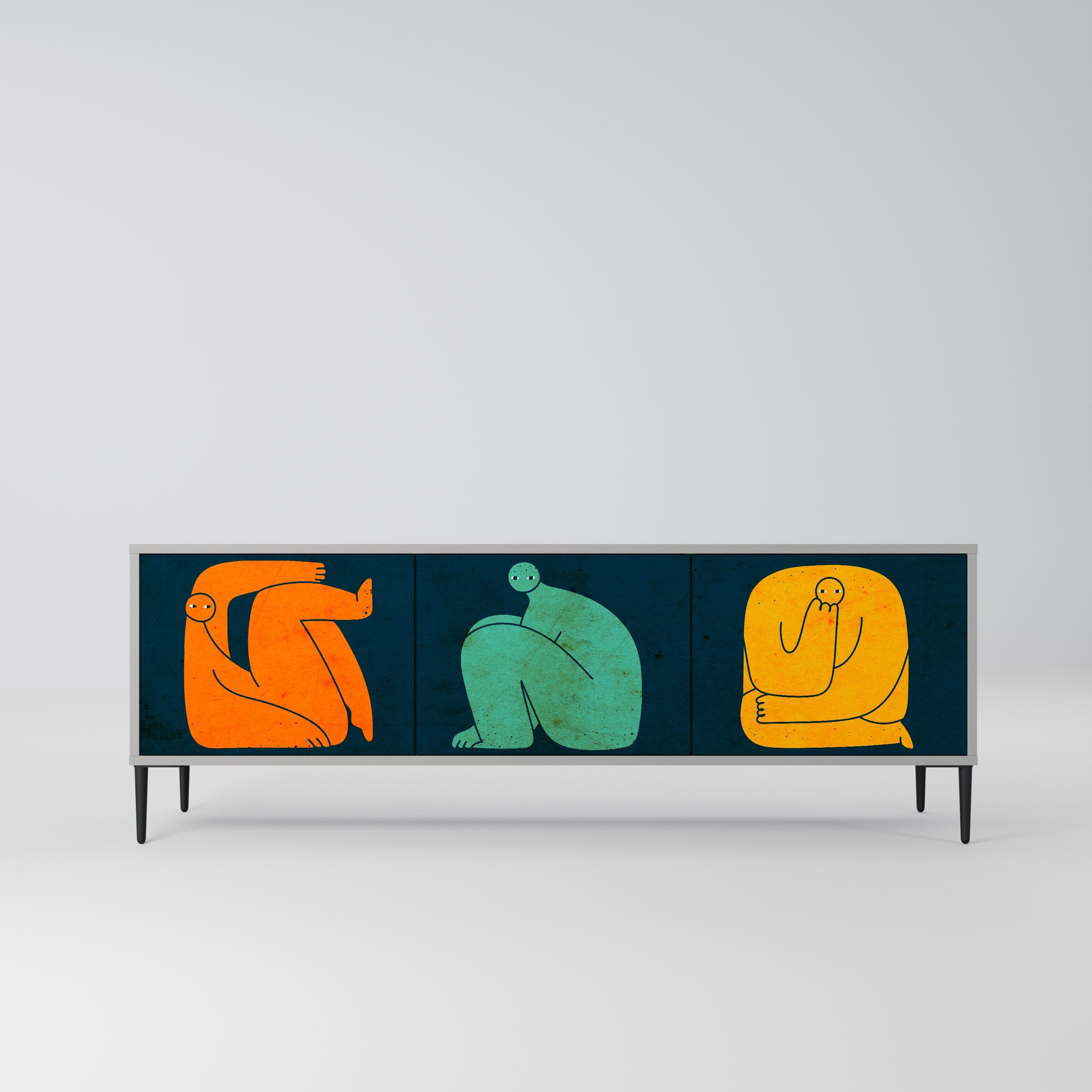 TOGETHER BUT SEPARATELY Móvel de TV com 3 Portas em Acabamento Cinzento