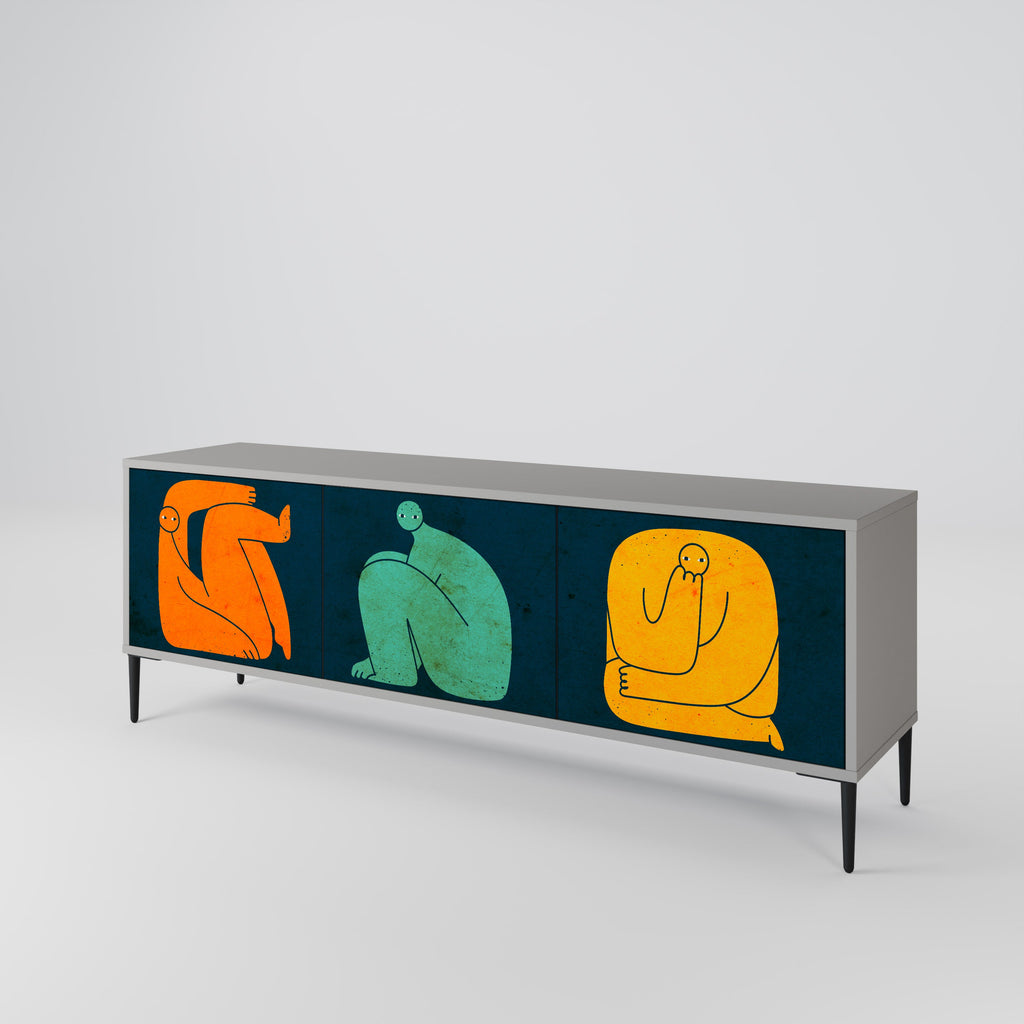 TOGETHER BUT SEPARATELY Móvel de TV com 3 Portas em Acabamento Cinzento