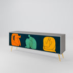 TOGETHER BUT SEPARATELY Móvel de TV com 3 Portas em Acabamento Cinzento