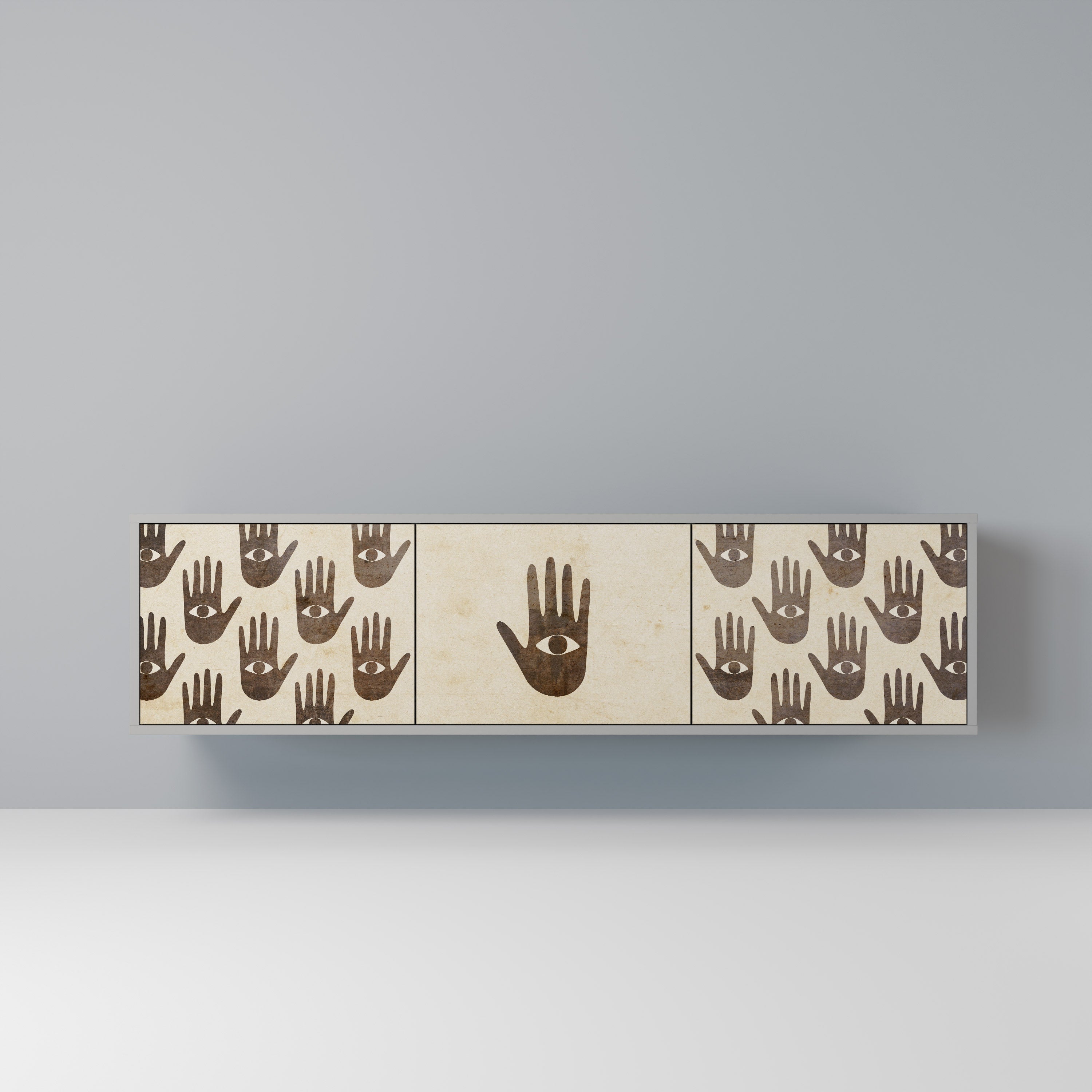 SEE MORE Móvel de TV com 3 Portas em Acabamento Cinzento