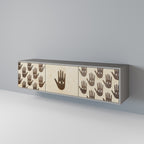 SEE MORE 3-Door TV Stand in Grey Finish