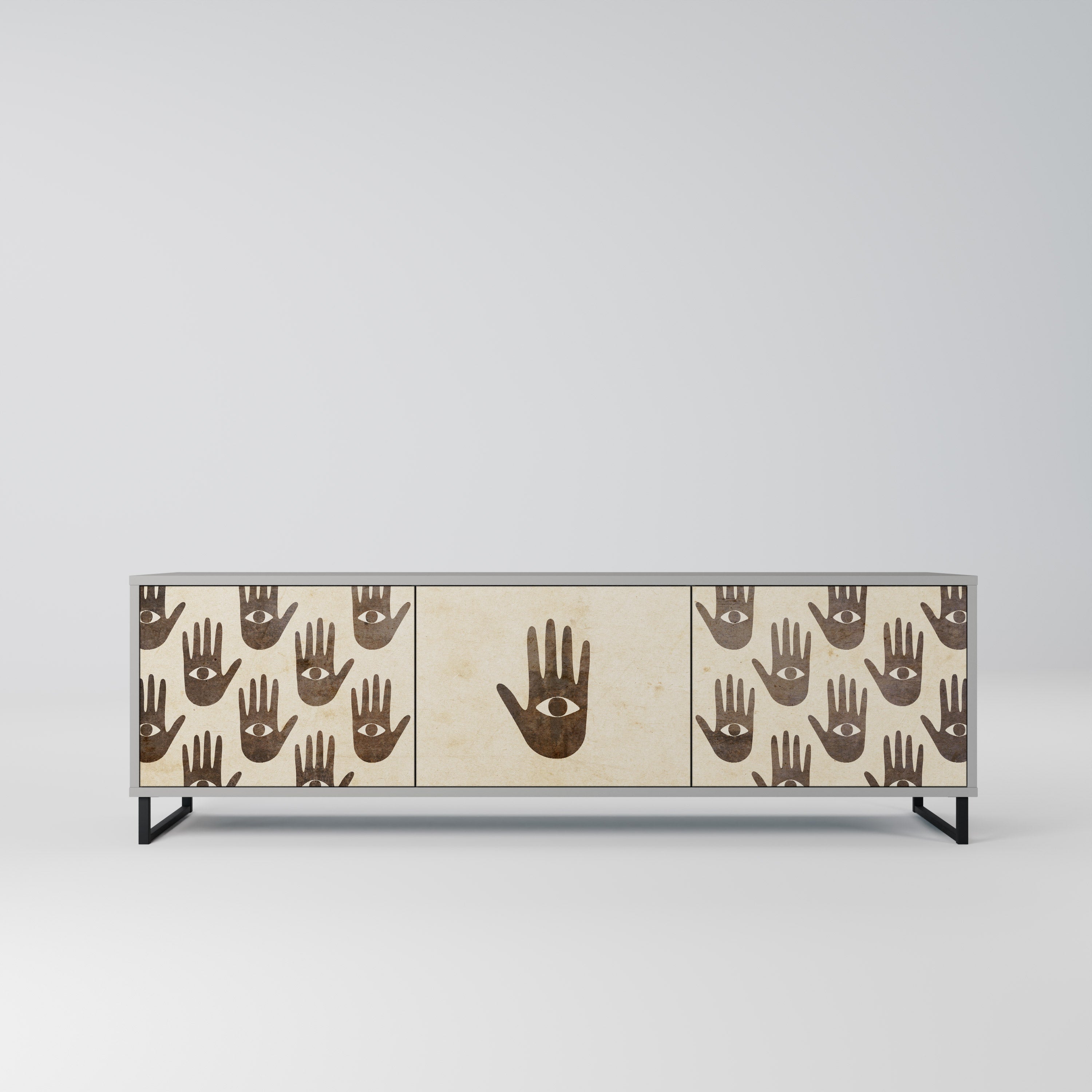 SEE MORE Móvel de TV com 3 Portas em Acabamento Cinzento