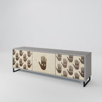 SEE MORE 3-Door TV Stand in Grey Finish