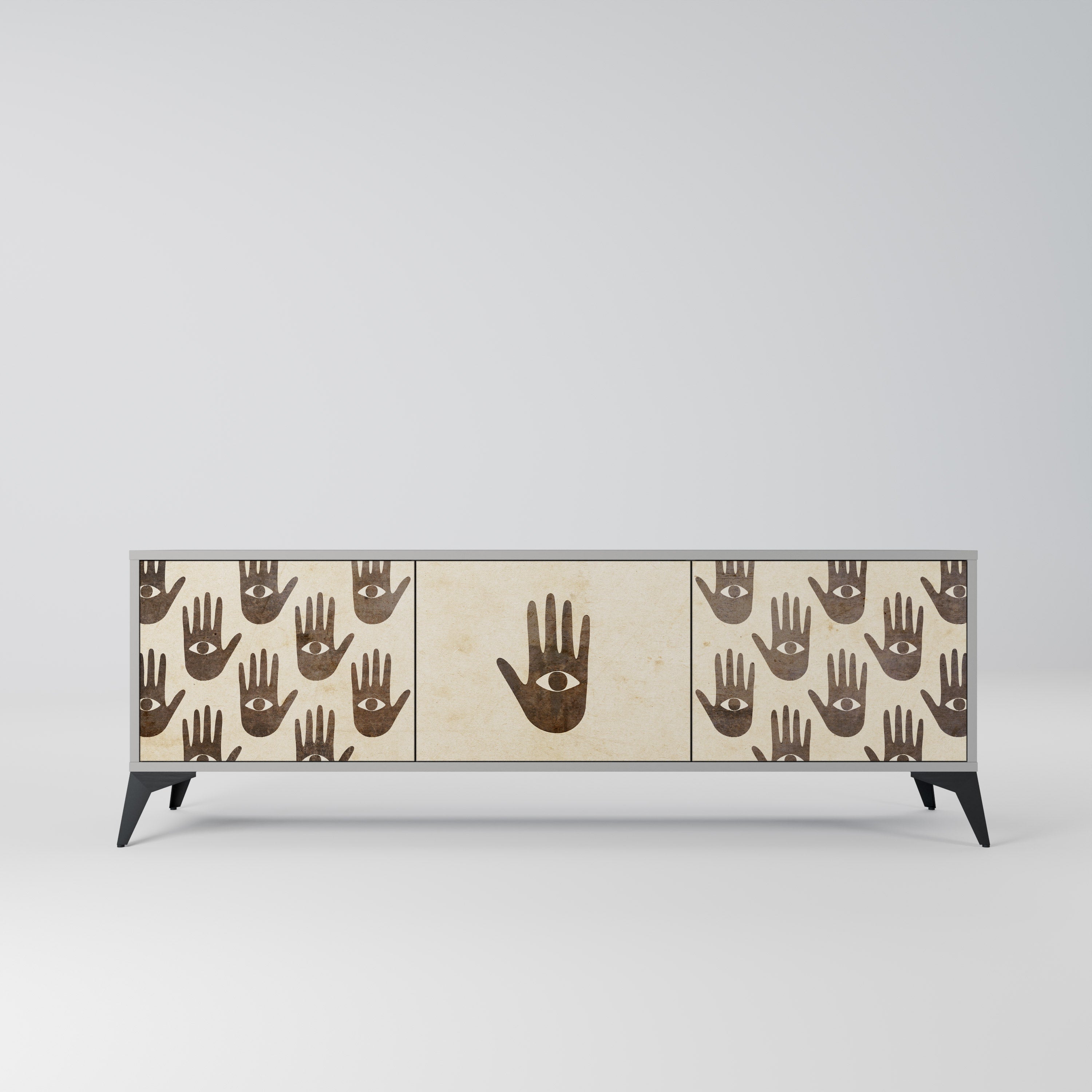 SEE MORE Móvel de TV com 3 Portas em Acabamento Cinzento