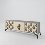 SEE MORE 3-Door TV Stand in Grey Finish