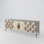 SEE MORE 3-Door TV Stand in Grey Finish