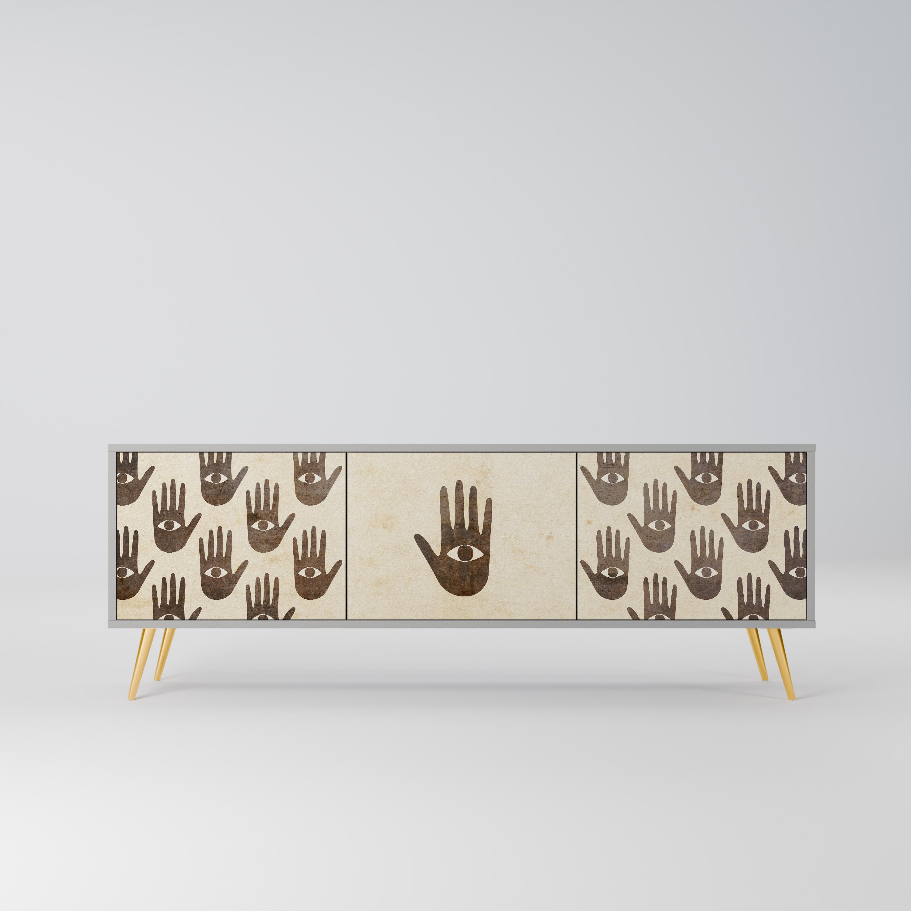 SEE MORE Móvel de TV com 3 Portas em Acabamento Cinzento