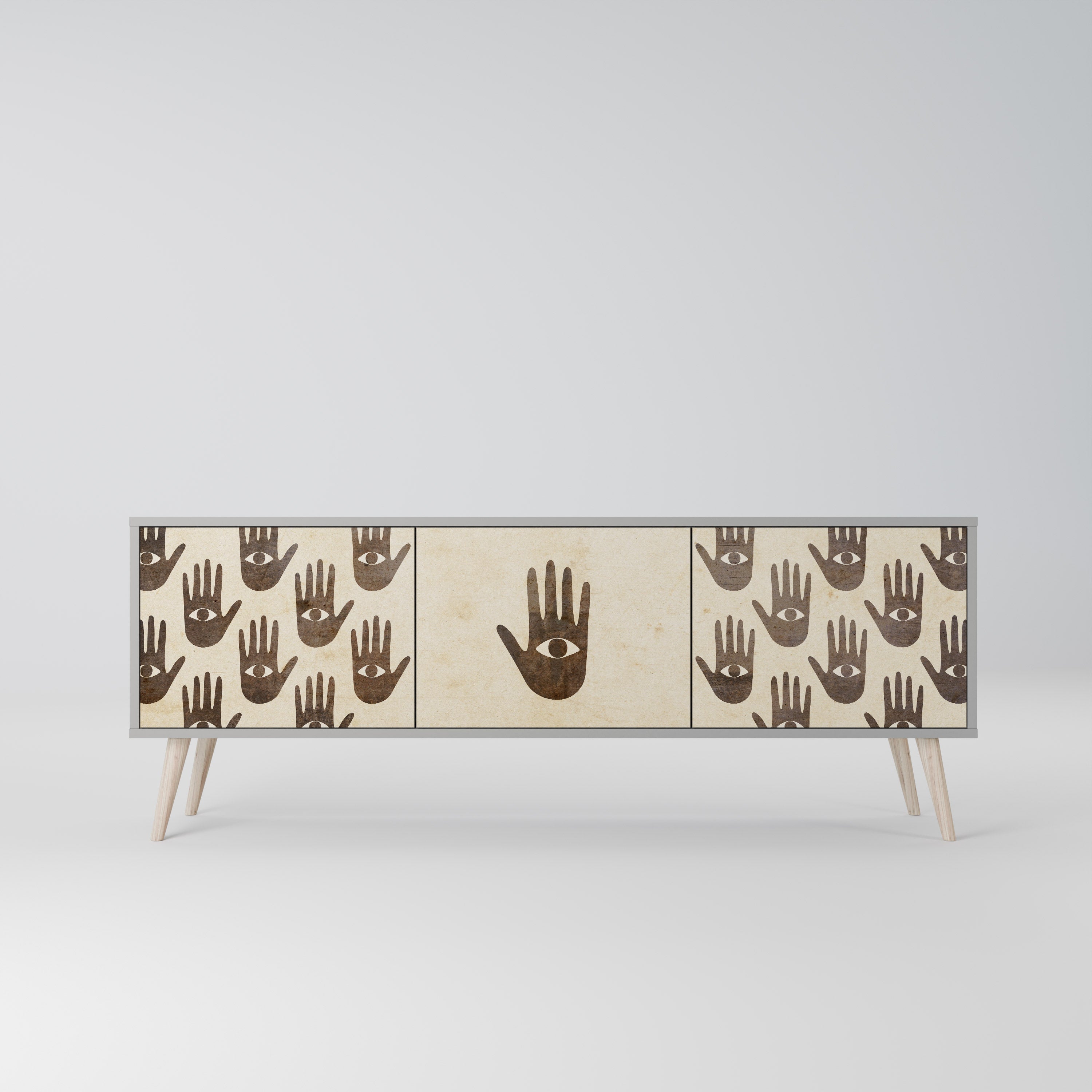 SEE MORE Móvel de TV com 3 Portas em Acabamento Cinzento