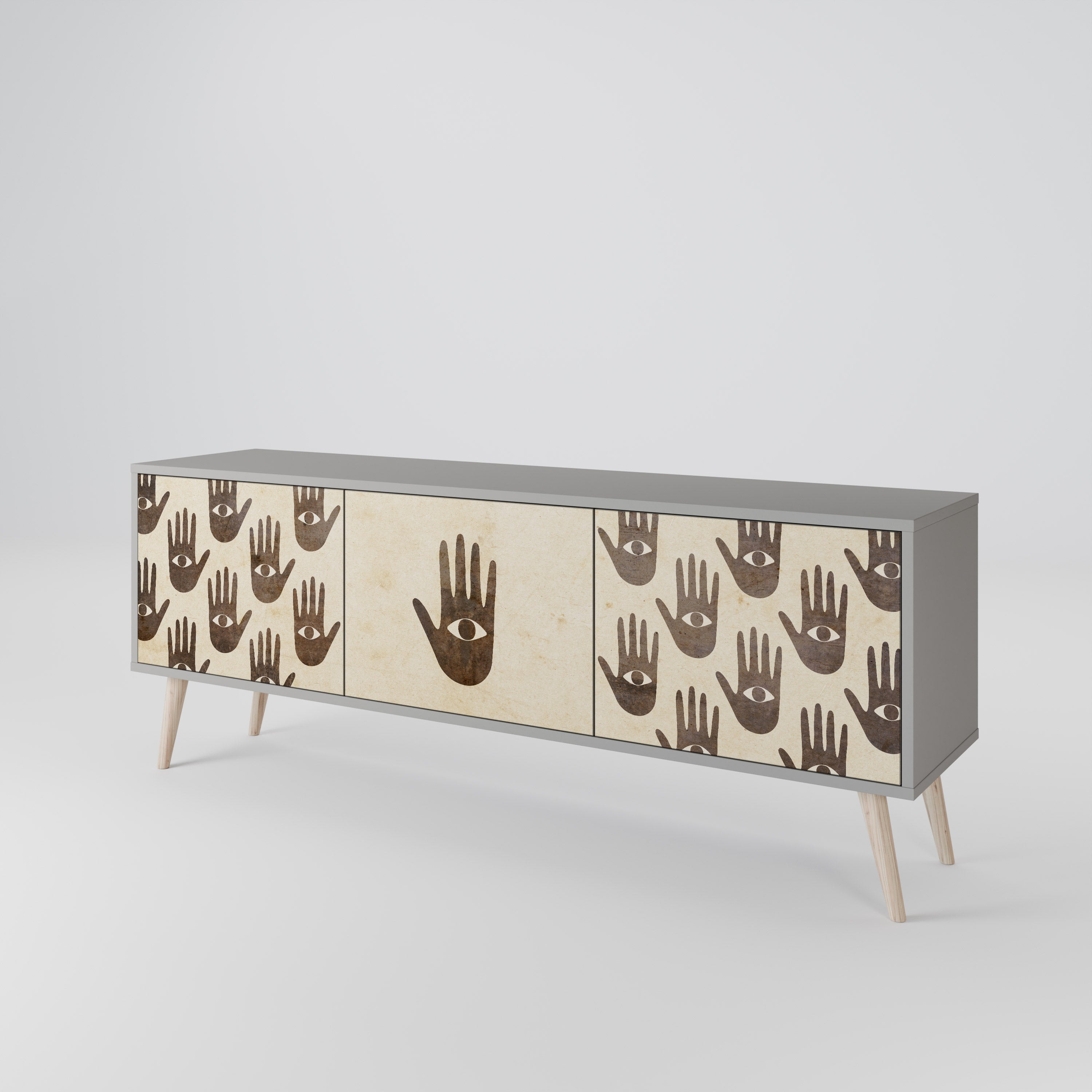 SEE MORE Móvel de TV com 3 Portas em Acabamento Cinzento