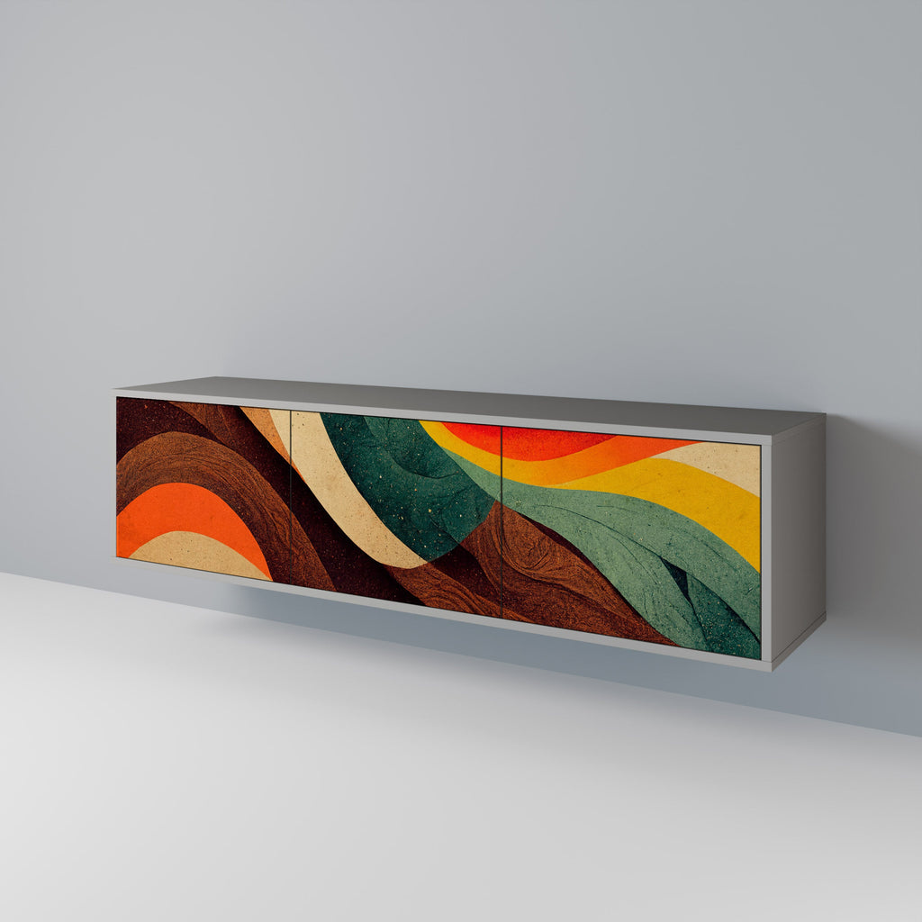 COLORFUL STRANDS Móvel de TV com 3 Portas em Acabamento Cinzento