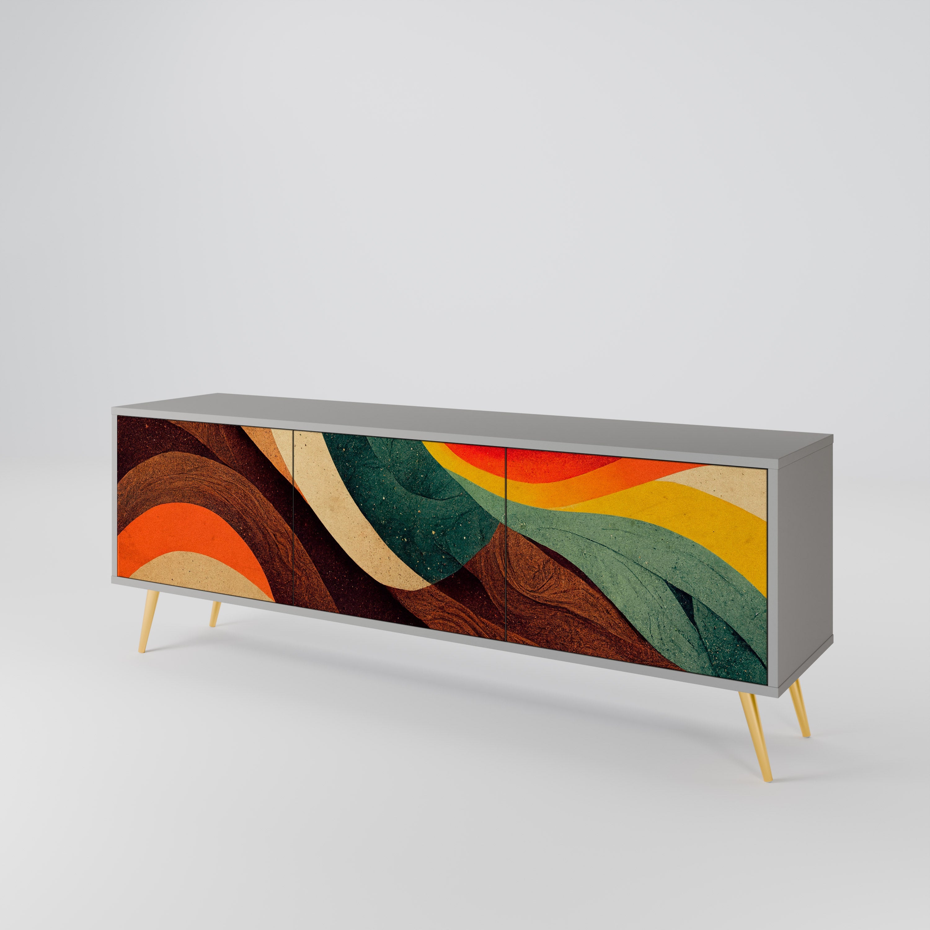 COLORFUL STRANDS Móvel de TV com 3 Portas em Acabamento Cinzento