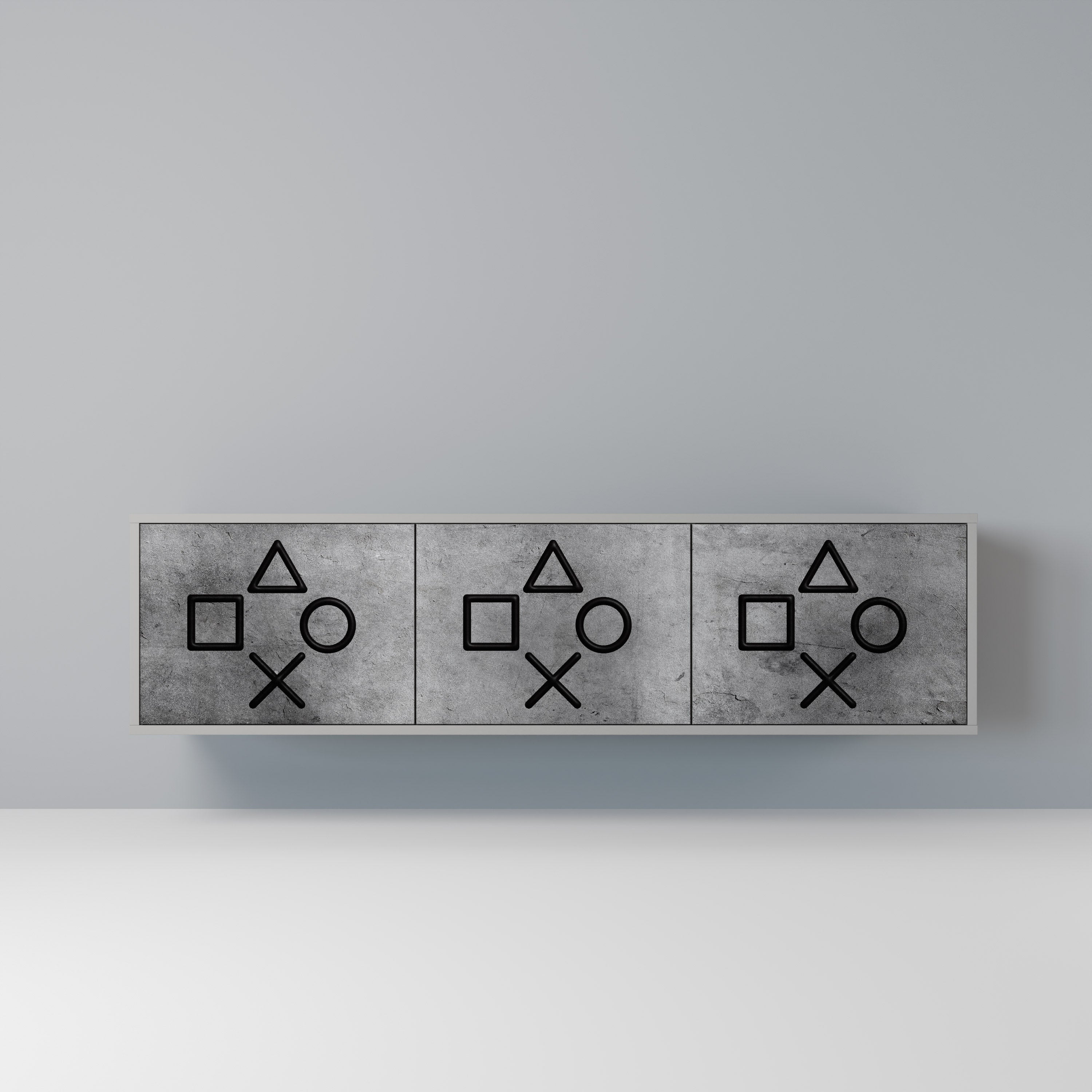 GAMER CHOICE Móvel de TV com 3 Portas em Acabamento Cinzento