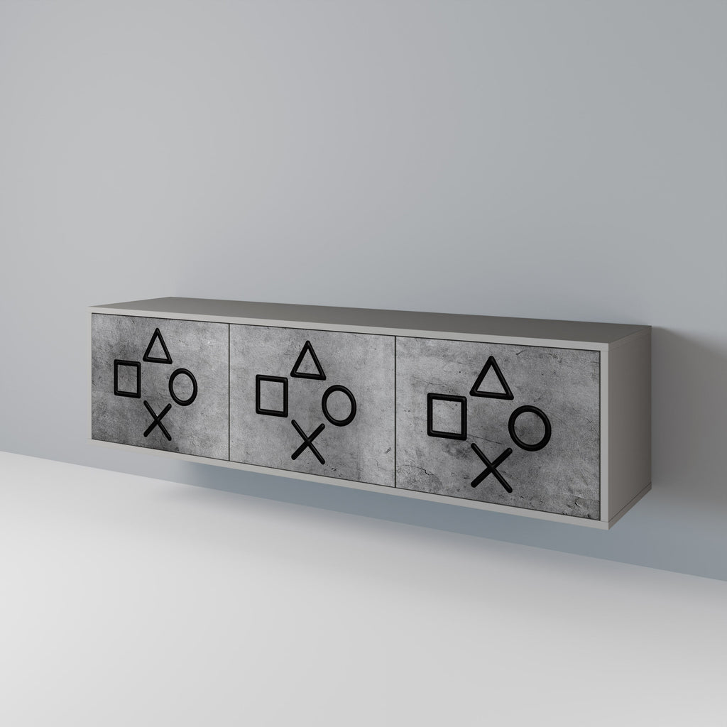 GAMER CHOICE Móvel de TV com 3 Portas em Acabamento Cinzento