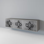 GAMER CHOICE Móvel de TV com 3 Portas em Acabamento Cinzento