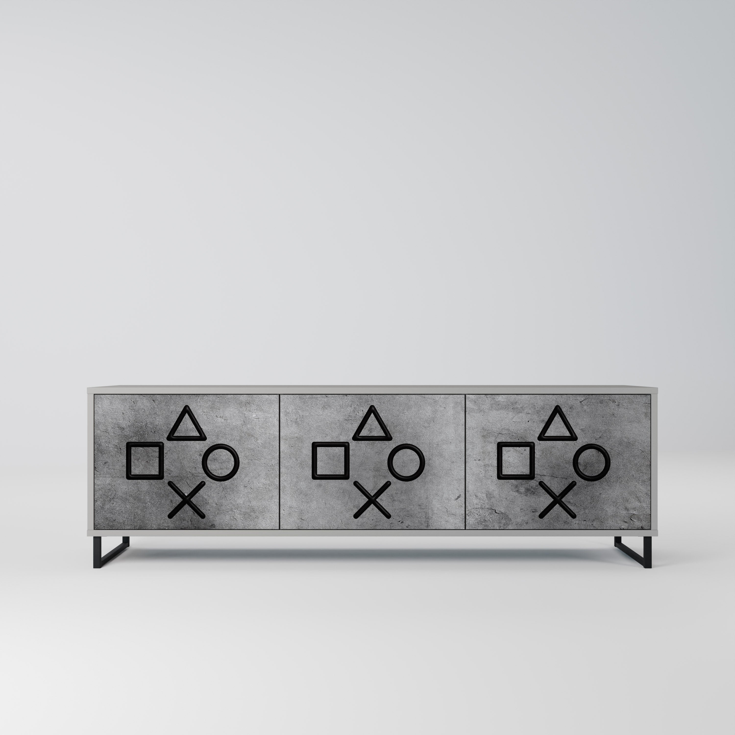 GAMER CHOICE Móvel de TV com 3 Portas em Acabamento Cinzento