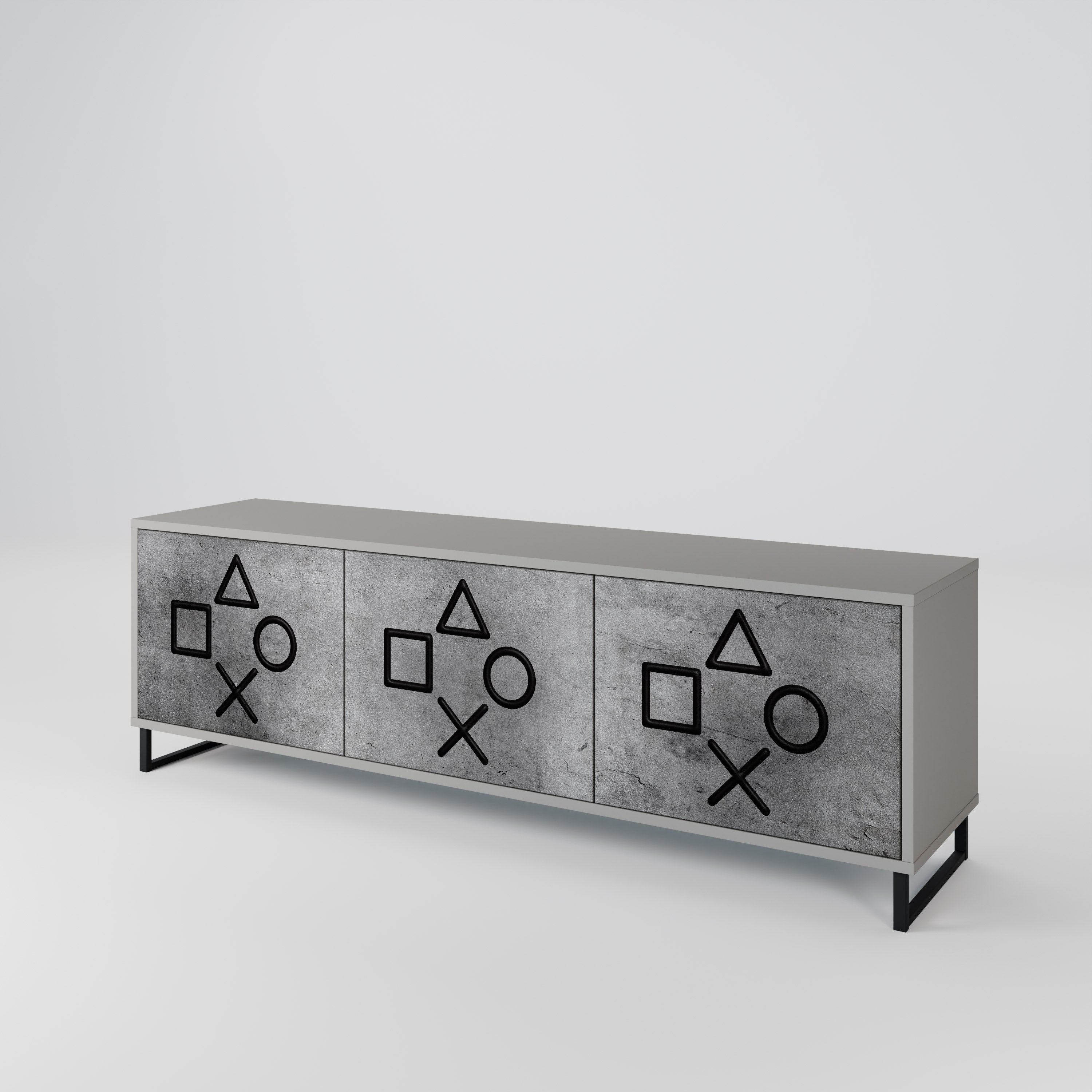 GAMER CHOICE Móvel de TV com 3 Portas em Acabamento Cinzento