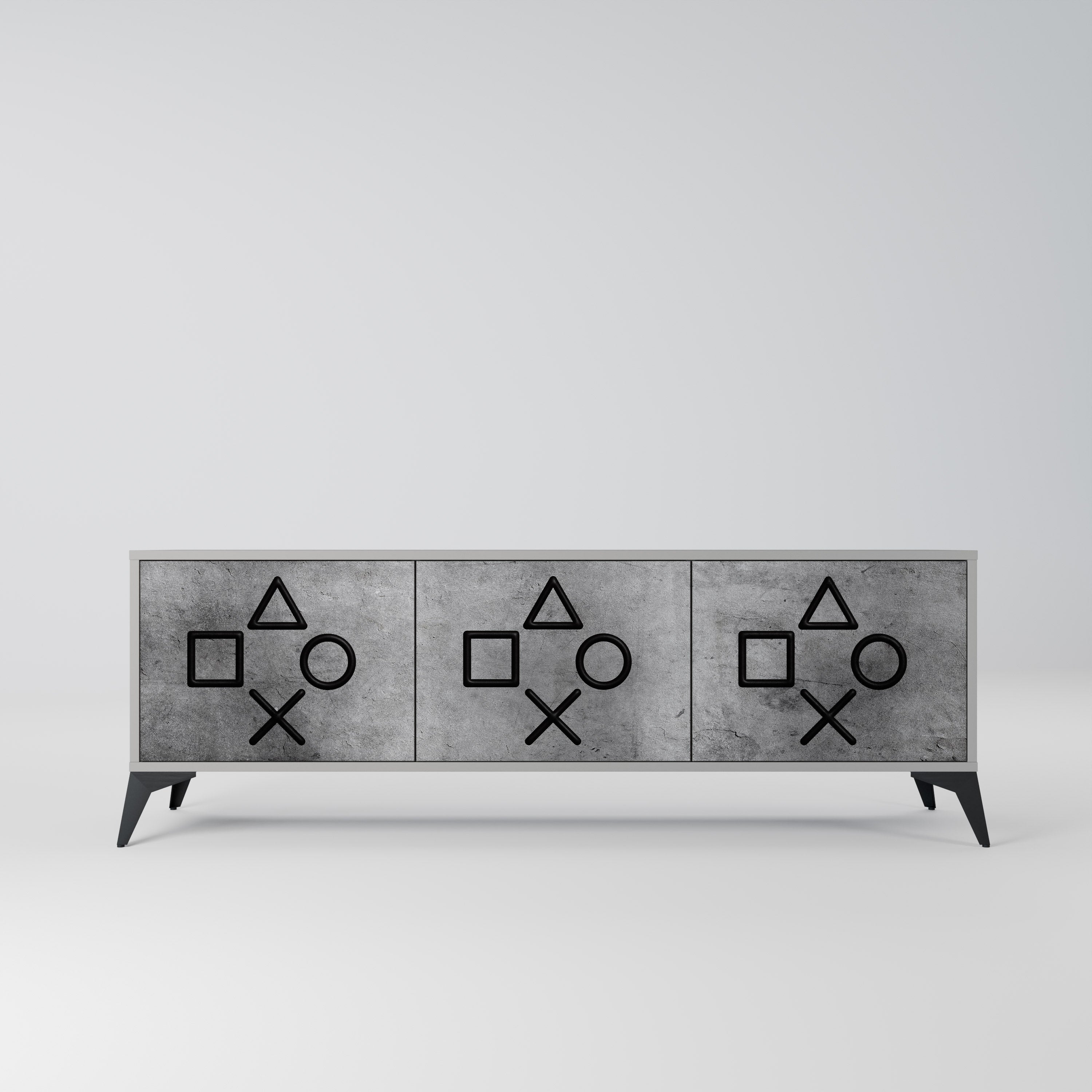 GAMER CHOICE Móvel de TV com 3 Portas em Acabamento Cinzento