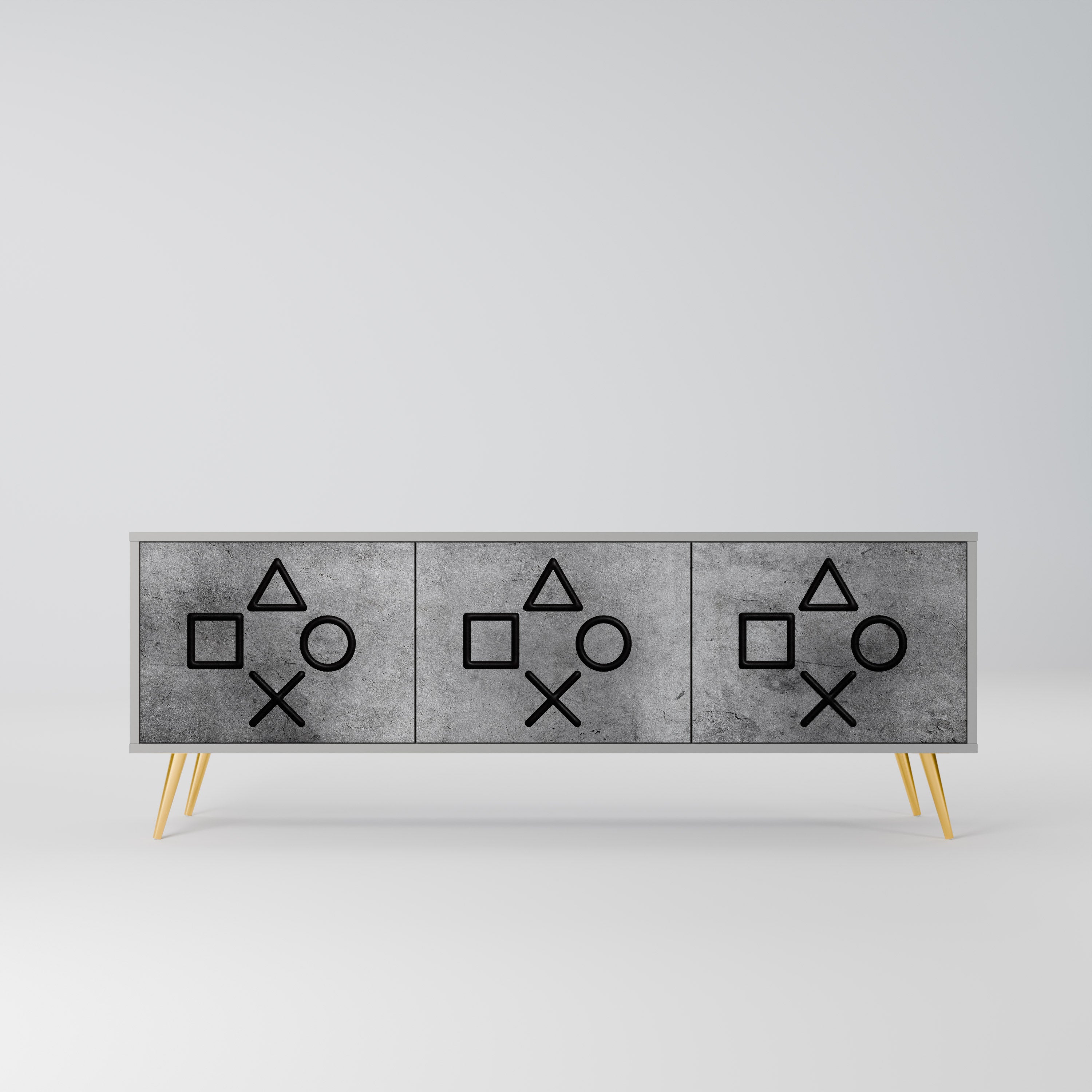 GAMER CHOICE Móvel de TV com 3 Portas em Acabamento Cinzento