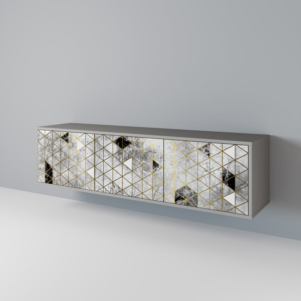 ASHEN ARIA Móvel de TV com 3 Portas em Acabamento Cinzento