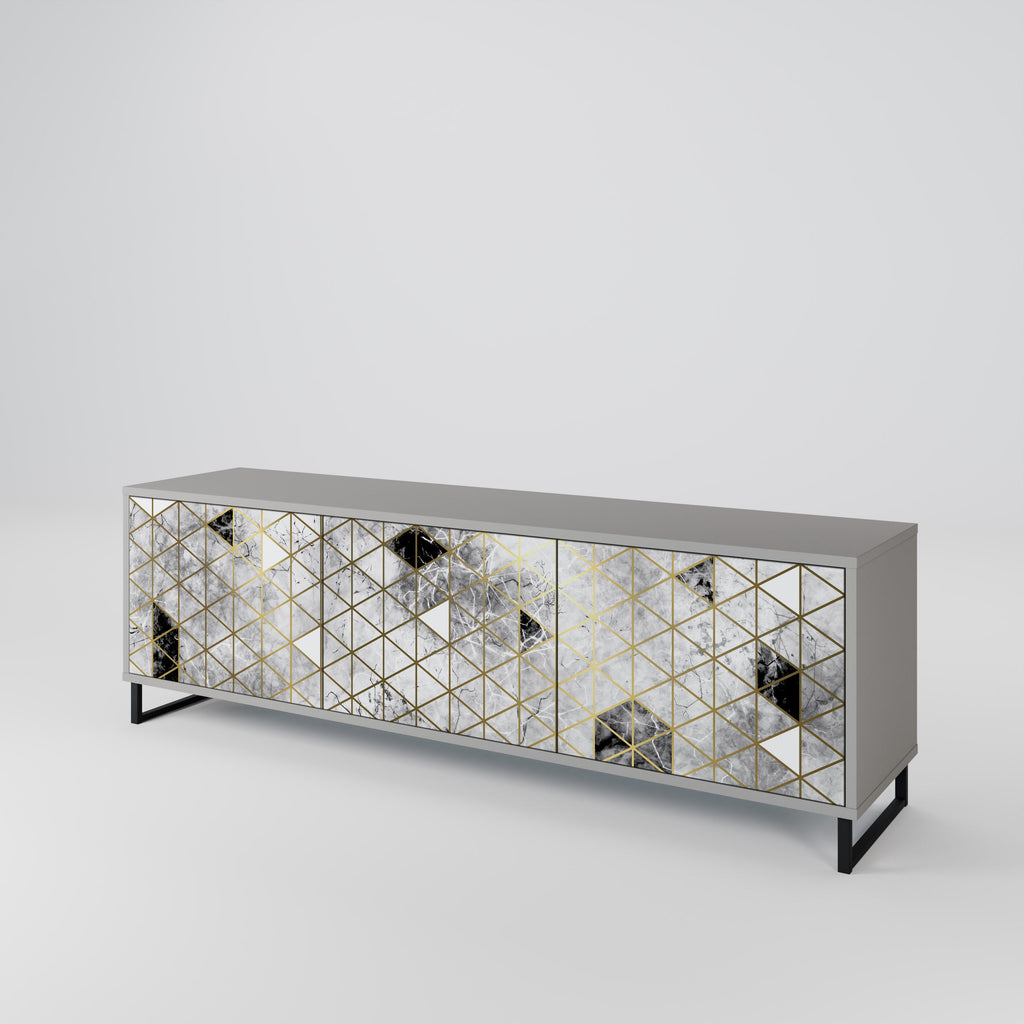 ASHEN ARIA Móvel de TV com 3 Portas em Acabamento Cinzento