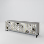 ASHEN ARIA Móvel de TV com 3 Portas em Acabamento Cinzento