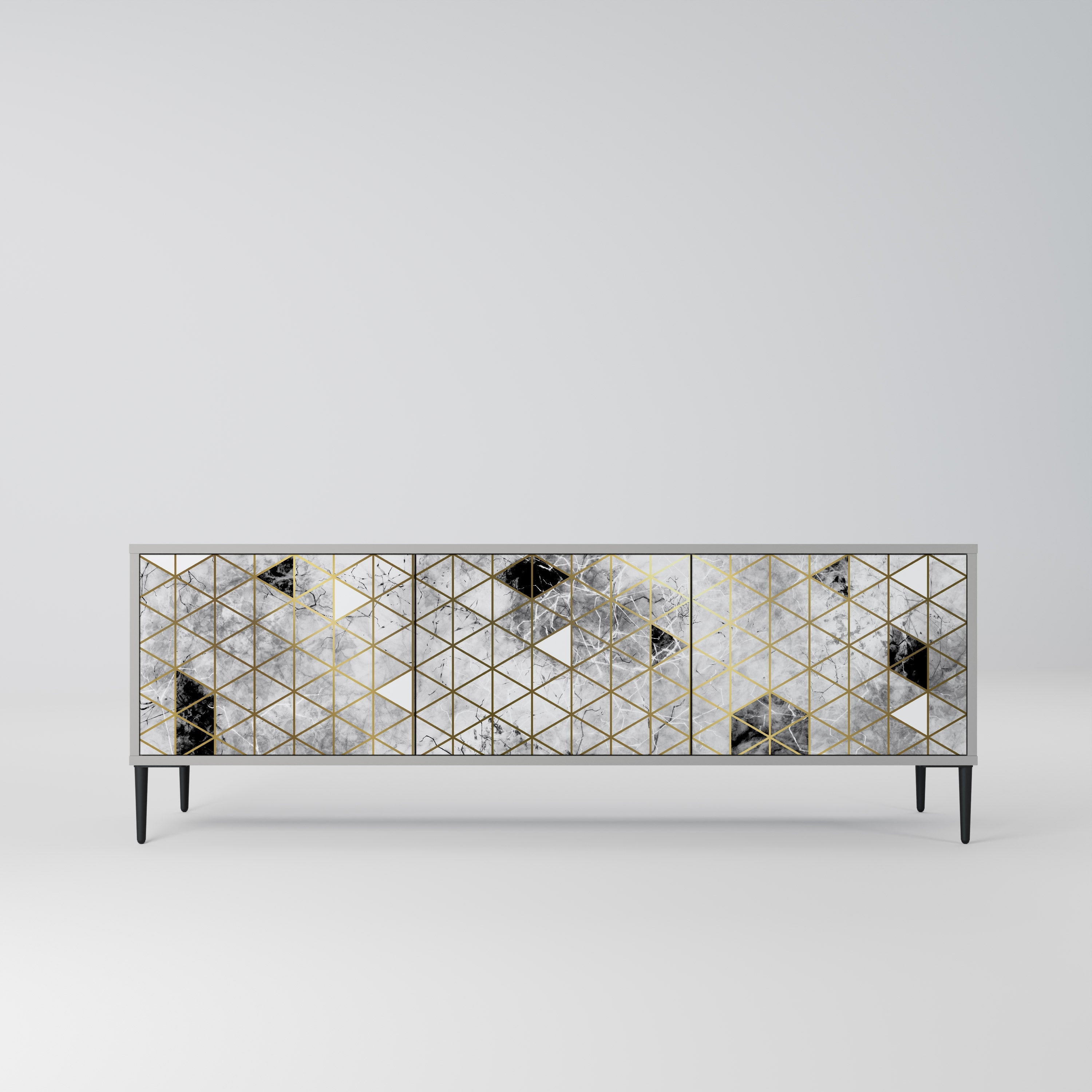 ASHEN ARIA Móvel de TV com 3 Portas em Acabamento Cinzento