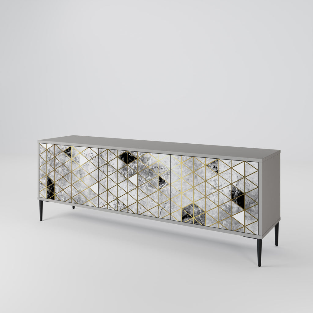 ASHEN ARIA Móvel de TV com 3 Portas em Acabamento Cinzento