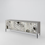 ASHEN ARIA Móvel de TV com 3 Portas em Acabamento Cinzento